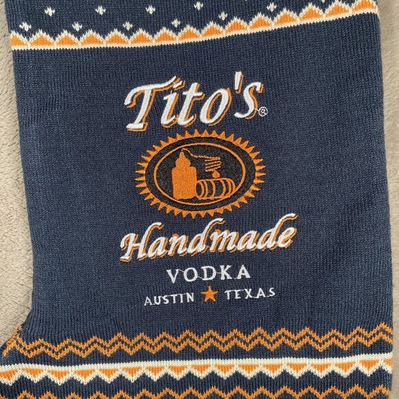 Tito's Vodka Howliday Stocking Christmas Decor Holiday Fair Isle Printed - Picture 2 of 8